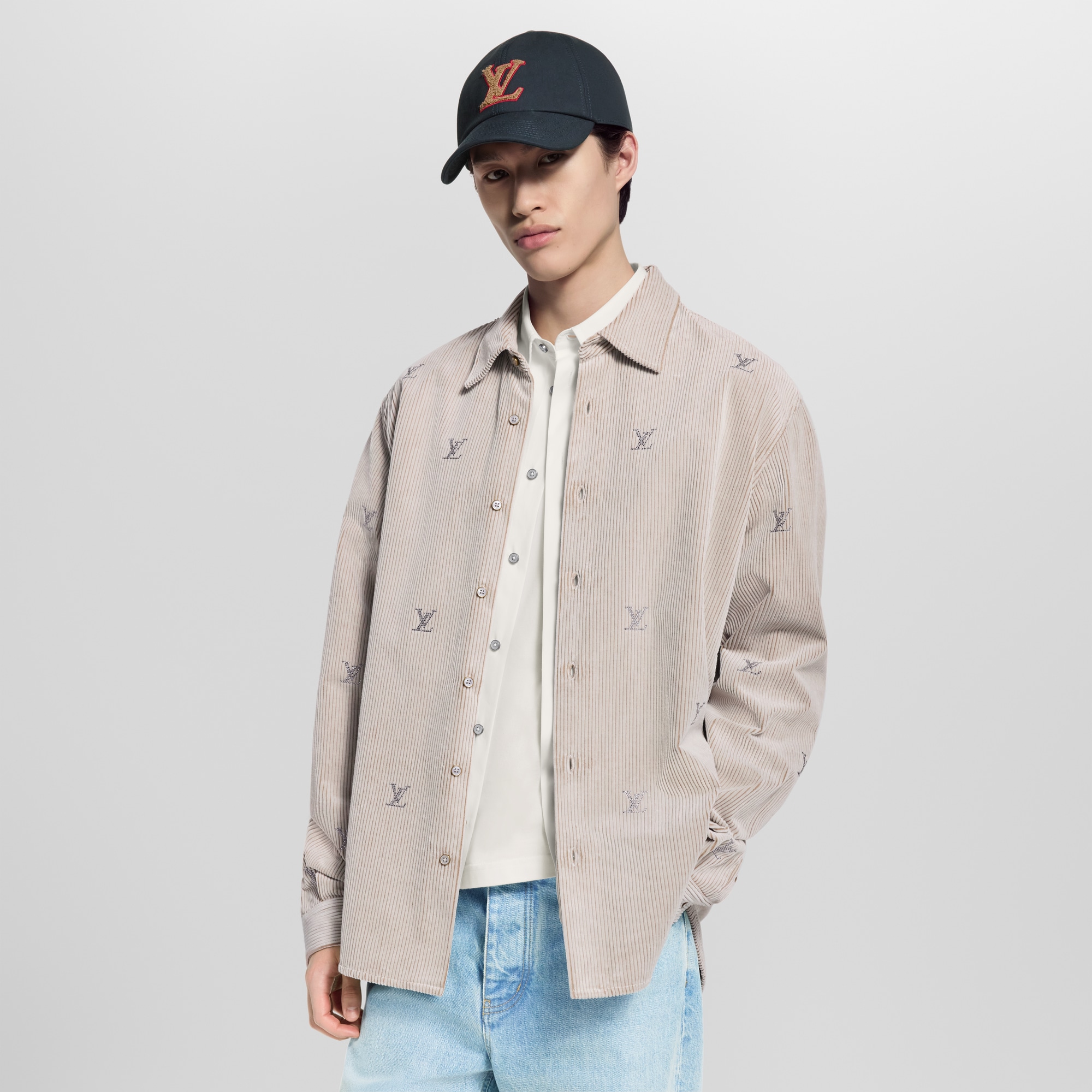 LV ブラゾン エンベリッシュド ロングスリーブ コーデュロイシャツ